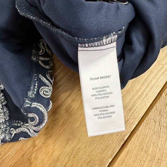 JS Collections Short Sleeve Cocktail Dress size‎ 14 NEW Navy Blue Gray Soutache - Picture 6 of 9